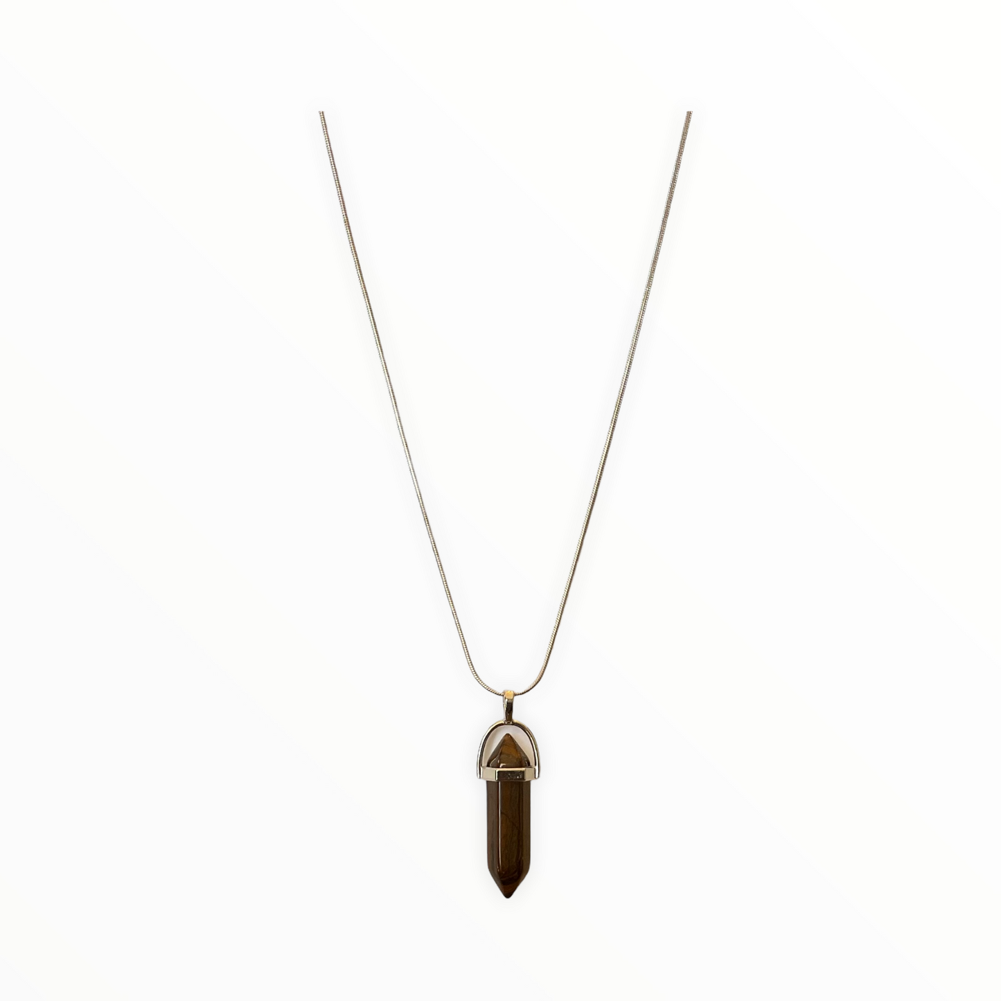 Tiger’s Eye Crystal Point Pendant With Chain